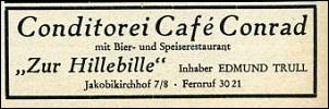 Klicken Sie auf die Grafik fr eine grere Ansicht 

Name:	Cafe Conrad Hillebille_Telefonbuch 1955.jpg 
Hits:	116 
Gre:	18,2 KB 
ID:	8337