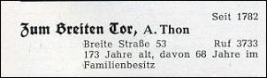 Klicken Sie auf die Grafik fr eine grere Ansicht 

Name:	Hotel Zum Breiten Tor_TB 1955.jpg 
Hits:	115 
Gre:	10,6 KB 
ID:	7730